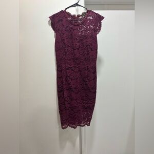 Elegant Lace Dress in Maroon